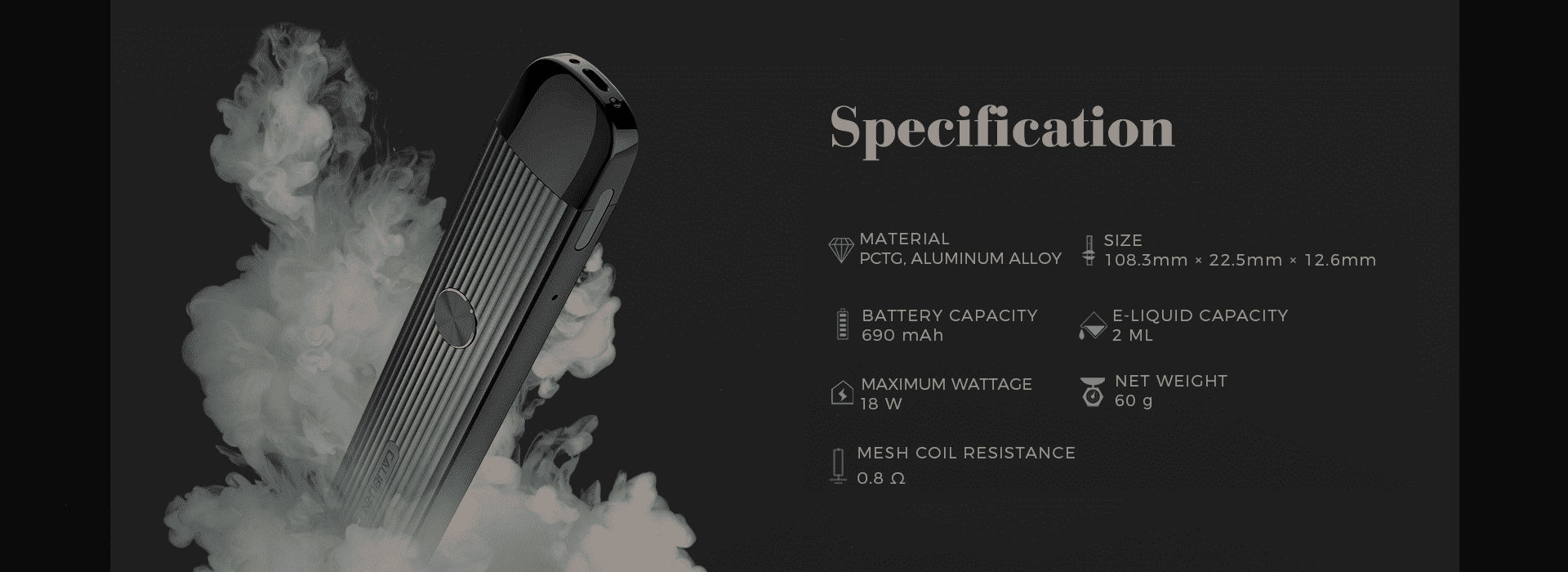 Uwell - Caliburn G - Specifikace - Banner